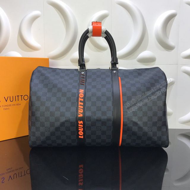 LV包 LV旅行包 N40166 路易威登經典Keepall旅行袋 DamierCobalt帆布旅行手提袋  ydh3117